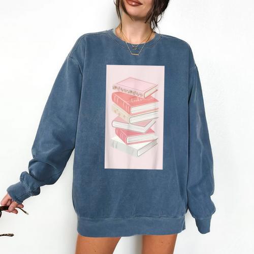 Books Flowers Art Flower Stack Pastel Feminine Comfort Colors Sweatshirt - Bookorys
