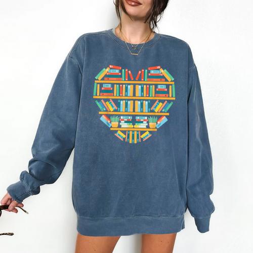 Bookshelf Heart Comfort Colors Sweatshirt - Bookorys