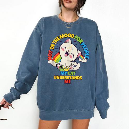 Cat Mom Loves Cats Dad Not In The Mood For People Introvert Comfort Colors Sweatshirt - Raresse