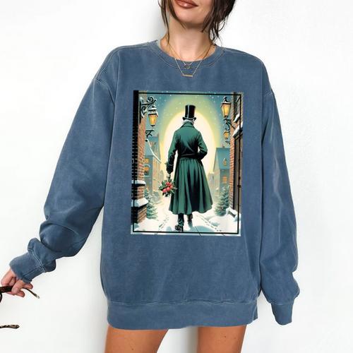 Charles Dickens Christmas Classic Book Ebeneezer Scrooge -Adults Kids Small Short Sleeve T-Shirt Comfort Colors Sweatshirt - Bookorys