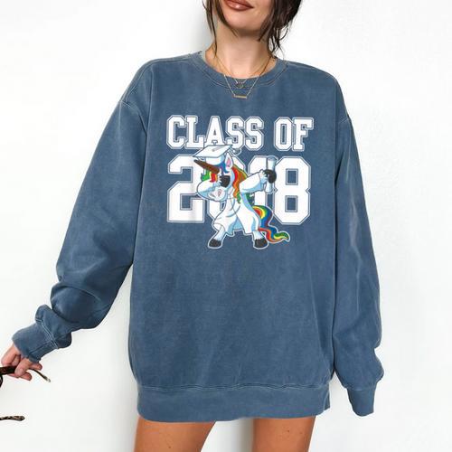 Class Of 2018 Dabbing Unicorn Graduation Shirt Comfort Colors Sweatshirt - Best Gift Smart