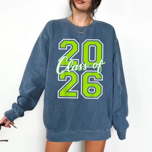 Class Of 2026 Graduation Varsity Lime Green Letters Comfort Colors Sweatshirt - Best Gift Smart