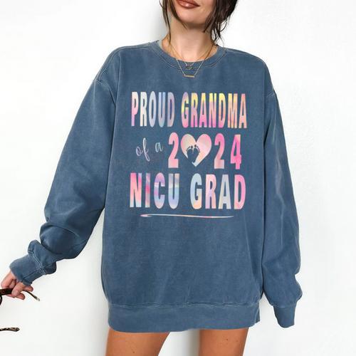 Colorful Proud Grandma 2024 NICU Graduate Baby Graduation Comfort Colors Sweatshirt - Best Gift Smart