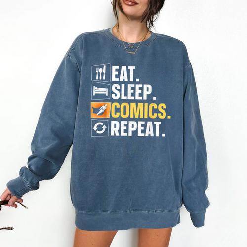 Comic Book Comic Stuff & Accessories -Adult Small Modern Letter Print Crew Collar Short Sleeve T-Shirt Comfort Colors Sweatshirt - Bookorys DE