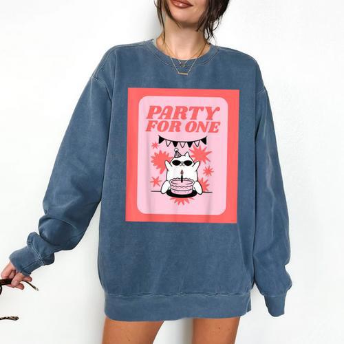 Cool Fun Cute Party Introvert Cat Character Comfort Colors Sweatshirt - Raresse