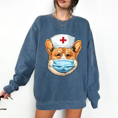 Corgi Dog Nurse RN Nursing School Graduation Comfort Colors Sweatshirt - Best Gift Smart
