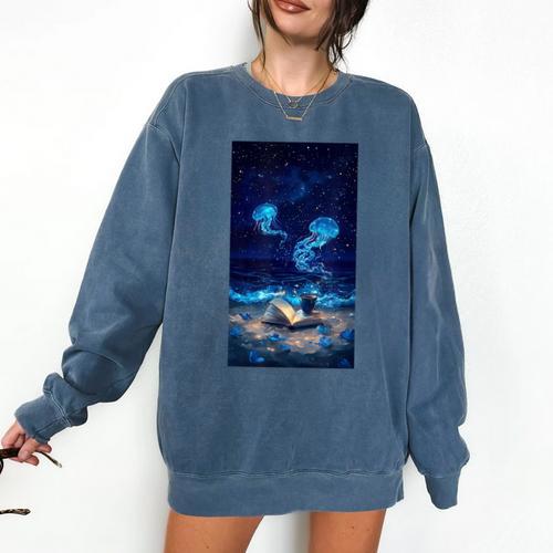 Cosmic Botanical Book Lover Reading Comfort Colors Sweatshirt - Bookorys DE