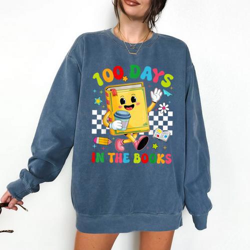 Cute 100 Days In The Books Groovy Boy Girl Teacher Comfort Colors Sweatshirt - Bookorys