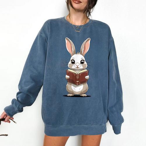 Cute Bookworm Bunny Reading For Kids And Teachers Comfort Colors Sweatshirt - Bookorys