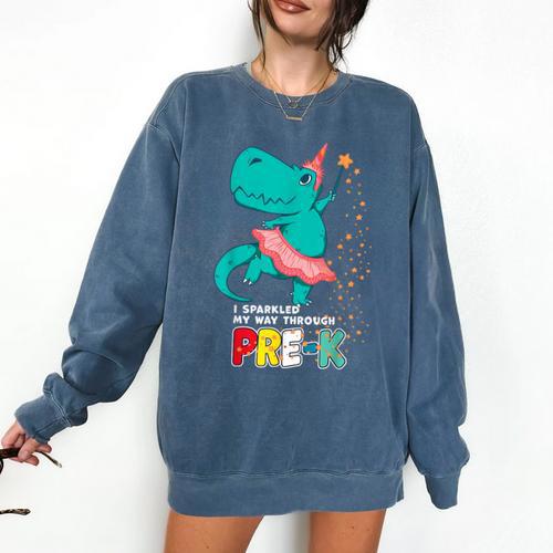 Cute Magical Ballerina Dino Unicorn Pre-K Graduation Comfort Colors Sweatshirt - Best Gift Smart