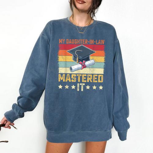 My Daughter In Law Mastered It Master's Graduation Vintage Comfort Colors Sweatshirt - Best Gift Smart