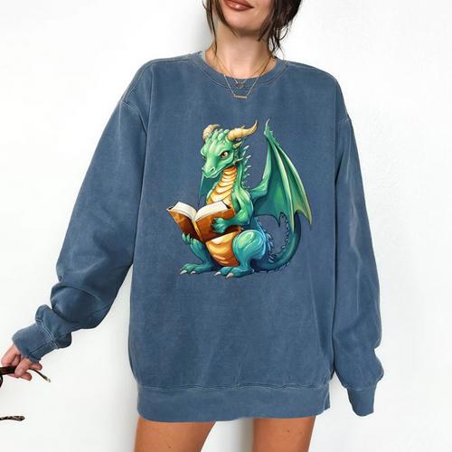 Dragon With Book Comfort Colors Sweatshirt - Bookorys