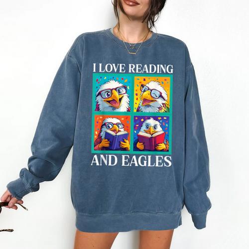 Eagle Love Reading And Eagles Child Book Lover Comfort Colors Sweatshirt - Bookorys DE