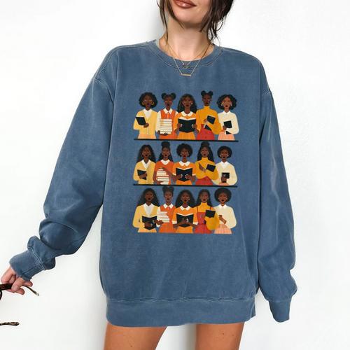 Educated Afro Women Girl Reading Book Future HBCU Grad Comfort Colors Sweatshirt - Bookorys DE