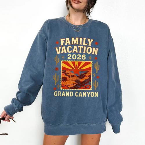 Family Vacation Grand Canyon 2026 Nostalgia Comfort Colors Sweatshirt - Figerry