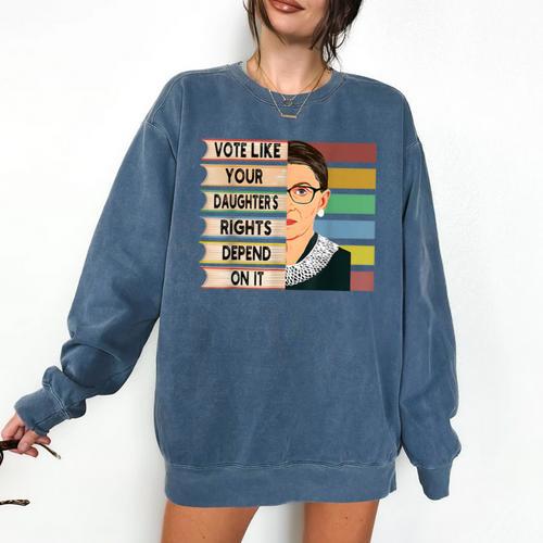 Feminist Ruth Bader Ginsburg RBG Quote Girl With Book Women Comfort Colors Sweatshirt - Bookorys DE
