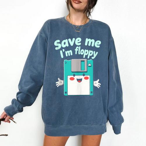 Floppy Disk Retro Tech Nostalgia Old School Computing Humor Comfort Colors Sweatshirt - Figerry
