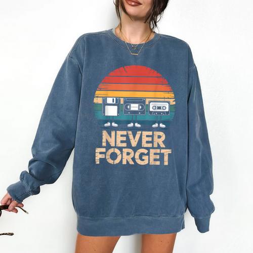 Floppy VHS Cassette Never Forget Retro 80s 90s Nostalgia Comfort Colors Sweatshirt - Figerry