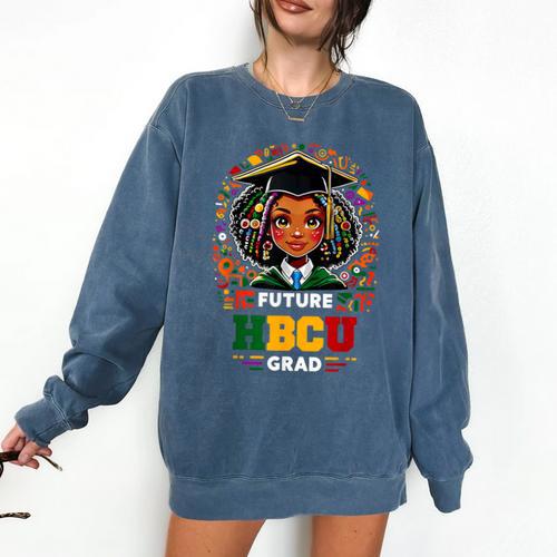 Future HBCU Grad Graduation Students Girl Kids Comfort Colors Sweatshirt - Best Gift Smart
