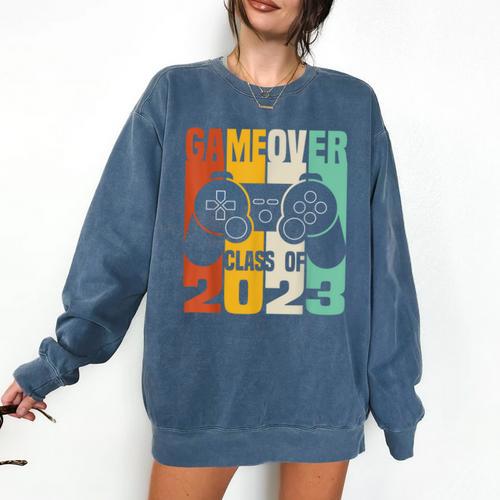 GAME OVER Class Of 2023 Video Games Vintage Graduation Gamer Comfort Colors Sweatshirt - Best Gift Smart