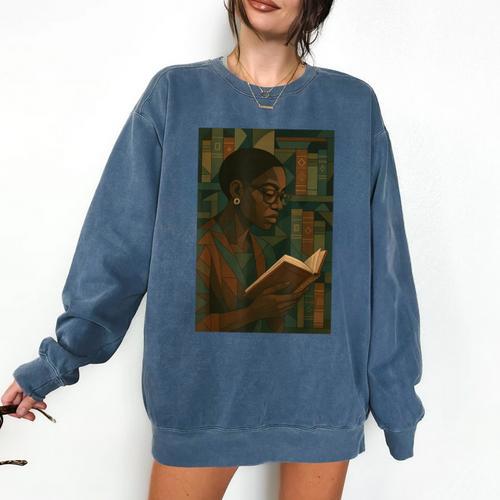 Geometric History Educated Women Teacher Book Melanin Comfort Colors Sweatshirt - Bookorys CA