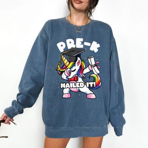 Girls Dabbing Unicorn Pre-K PreSchool Nailed It Graduation Comfort Colors Sweatshirt - Best Gift Smart