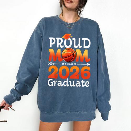 Graduation Basketball Retro Proud Mom Of A 2026 Graduate Comfort Colors Sweatshirt - Best Gift Smart