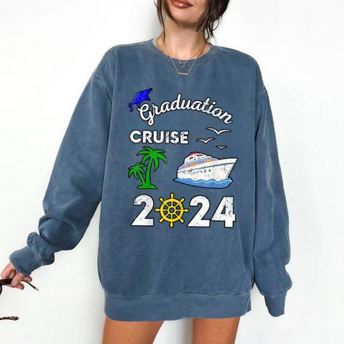 Graduation Cruise 2024 Ship Boat Vacation Summer Vacation Men Women Kids Comfort Colors Sweatshirt - Best Gift Smart