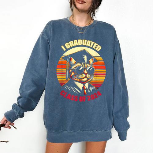 Graduation Day 2024 Graduate For School Degree College Cat Men Women Comfort Colors Sweatshirt - Best Gift Smart