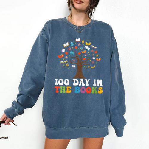 Happy 100 Days In The Books Reading Celebration Graphic Tees Comfort Colors Sweatshirt - Bookorys