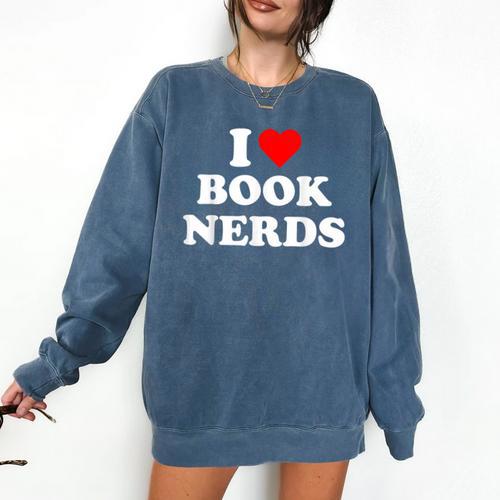 I Heart Book Nerds Book Readers Cute Comfort Colors Sweatshirt - Bookorys CA