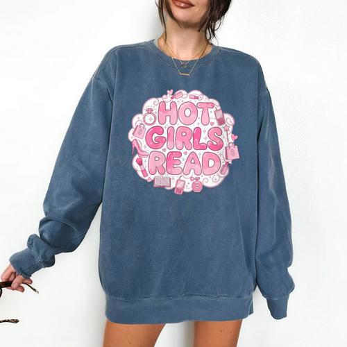 Hot Girls Read Pink Aesthetic Book Lover Reading Comfort Colors Sweatshirt - Bookorys
