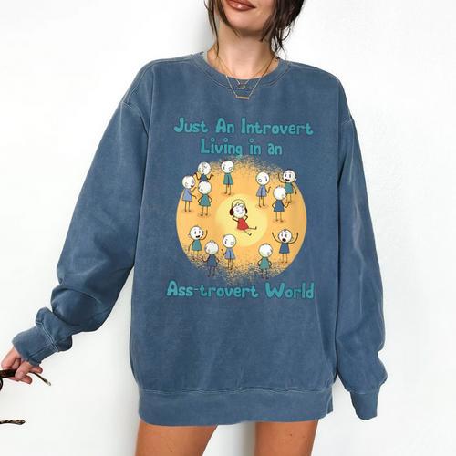 Introvert Extrovert Cartoon In Asstrovert World Comfort Colors Sweatshirt - Raresse