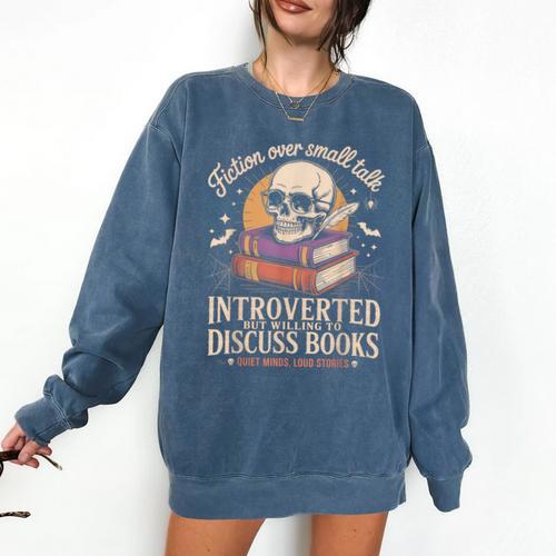 Introverted But Willing To Discuss Books Cozy Aesthetic Comfort Colors Sweatshirt - Bookorys CA