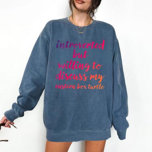 Introverted Willing To Discuss Eastern Box Turtle Introvert Comfort Colors Sweatshirt - Raresse