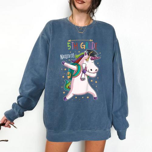 Kids Dabbing Unicorn Graduation 5th Grade Class Of 2019 Comfort Colors Sweatshirt - Best Gift Smart