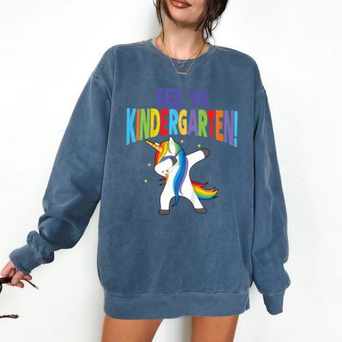 Kids Dabbing Unicorn Kindergarten Graduation See Ya Comfort Colors Sweatshirt - Best Gift Smart