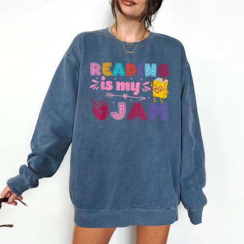 Kids Reading Book Lover Reading Is My Jam Comfort Colors Sweatshirt - Bookorys DE