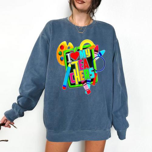 Kids Teens Graduation I Heart My Teachers I Love My Teachers Comfort Colors Sweatshirt - Best Gift Smart