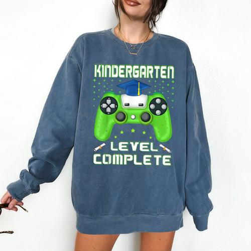 Kindergarten Graduation Level Complete Gamer Class 2024 Kids Comfort Colors Sweatshirt - Best Gift Smart