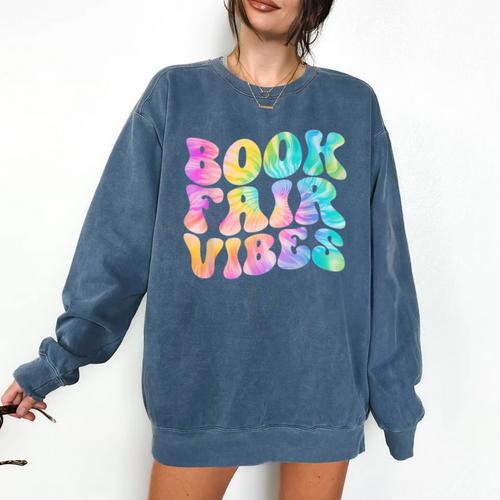 Library Book Fair Vibe Tie Dye School Reading Nostalgic Comfort Colors Sweatshirt - Bookorys