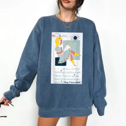 Little Miss Muffet Reading a Picture Book Comfort Colors Sweatshirt - Bookorys DE