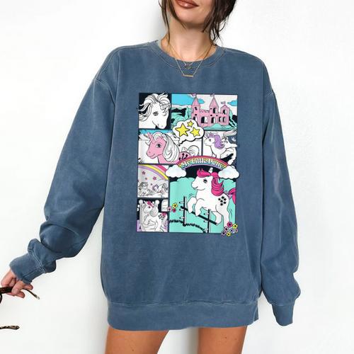 My Little Pony Classic Vintage Rainbow Castle Comic Book Comfort Colors Sweatshirt - Bookorys