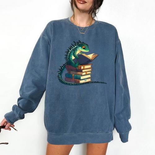 Lizard Reading Book Librarian Bookworm Reader Read Comfort Colors Sweatshirt - Bookorys