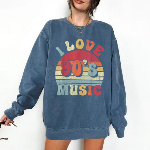 I Love 90's Music Retro Style Nostalgia Cassette 1990s Party Comfort Colors Sweatshirt - Figerry
