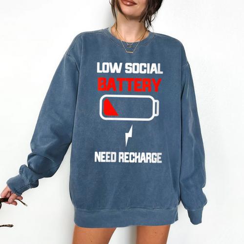 Low Social Battery Need Recharge Introvert Self-Care Comfort Colors Sweatshirt - Raresse