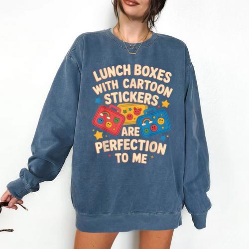 Lunch Boxes With Stickers Lunch Box Nostalgia Retro Comfort Colors Sweatshirt - Figerry