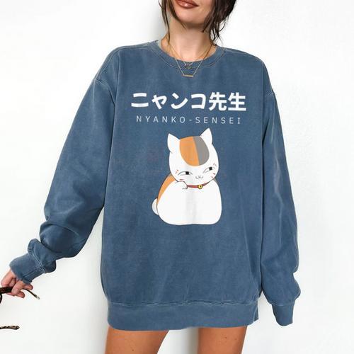 Madara Nyanko Sensei Natsume Yuujinchou Book Of Friends Cat Comfort Colors Sweatshirt - Bookorys AU