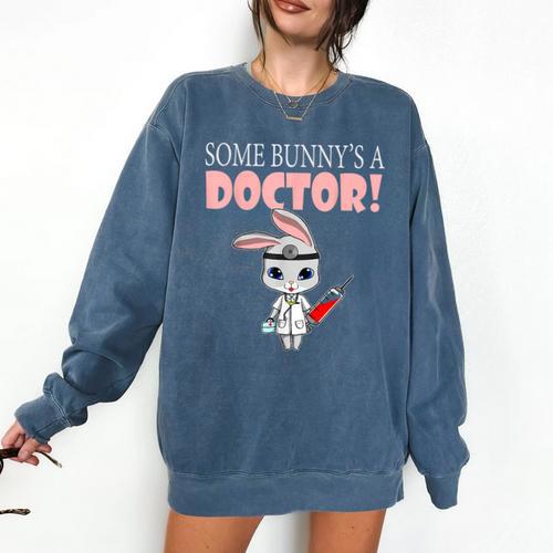 Med School Graduation Bunny Medical New Doctor Comfort Colors Sweatshirt - Best Gift Smart