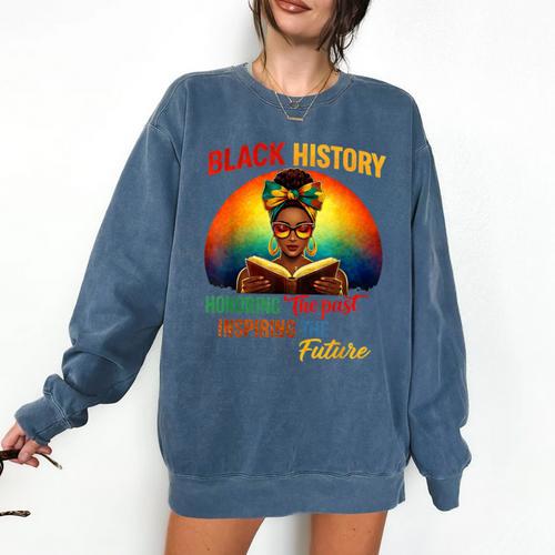 Melanin Honoring Past Inspiring Pride Book Month Comfort Colors Sweatshirt - Bookorys